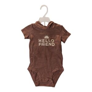 BBC-1 Carter's Hello Friend Baby‎ Boys Bodysuit (Missing Shorts) 18m - Brown